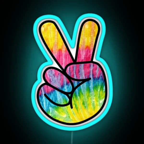 Tie Dye Peace Sign RGB Neon Sign
