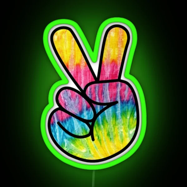 Tie Dye Peace Sign RGB Neon Sign