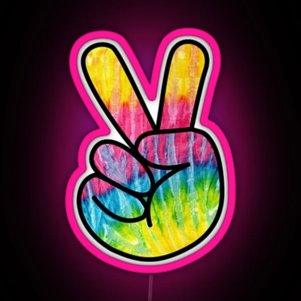 Tie Dye Peace Sign RGB Neon Sign