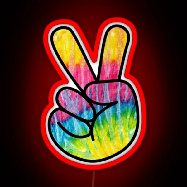 Tie Dye Peace Sign RGB Neon Sign