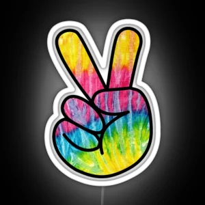 Tie Dye Peace Sign RGB Neon Sign