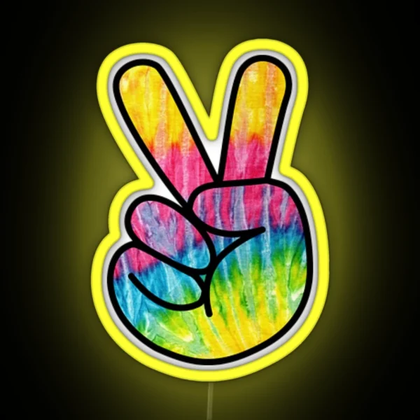 Tie Dye Peace Sign RGB Neon Sign