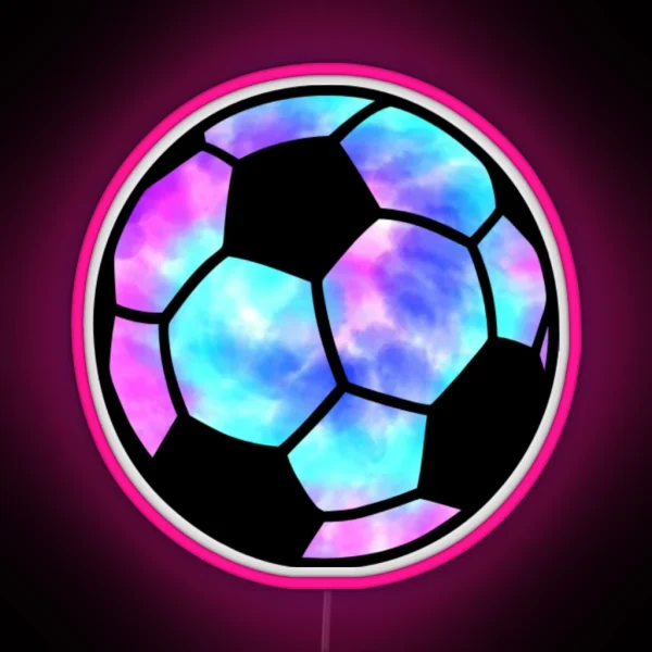 Tie Dye Soccer Ball RGB Neon Sign