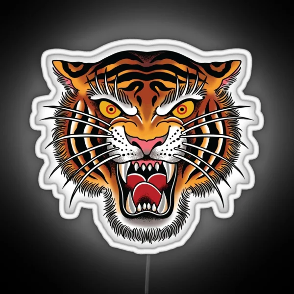 Tiger Head Tattoo Design RGB Neon Sign