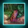 Vibrant tiger silhouette illuminated by neon lights amidst jungle foliage.