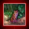 Vibrant RGB neon tiger perched within lush jungle foliage.