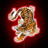 Vintage Tokyo Street Style Tiger Neon Sign in Retro Japanese Colors