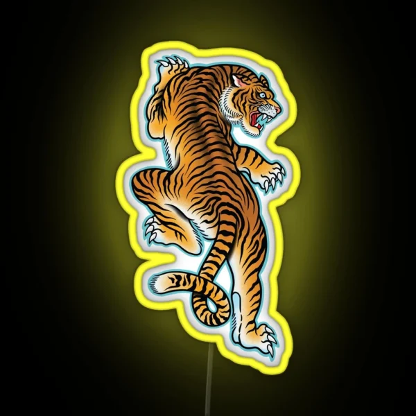 Tiger Tattoo Design RGB Neon Sign