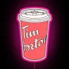 Vibrant Tim Hortons Double Double Coffee Neon Sign with Rainbow LEDs