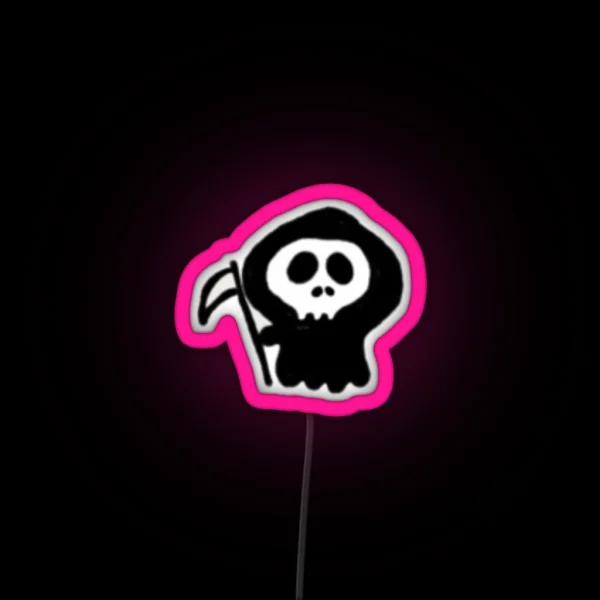 Tiny Grim Reaper Doodle RGB Neon Sign