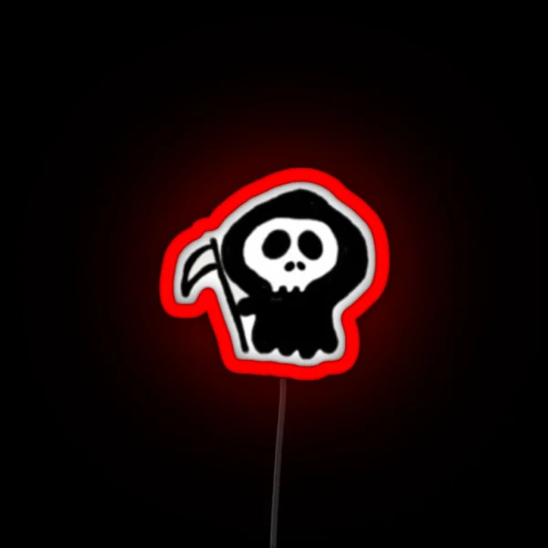 Tiny Grim Reaper Doodle RGB Neon Sign