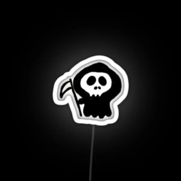Tiny Grim Reaper Doodle RGB Neon Sign