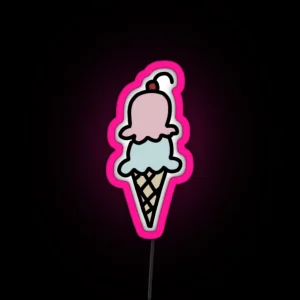 Tiny Simple Ice Cream Drawing Colorful RGB Neon Sign