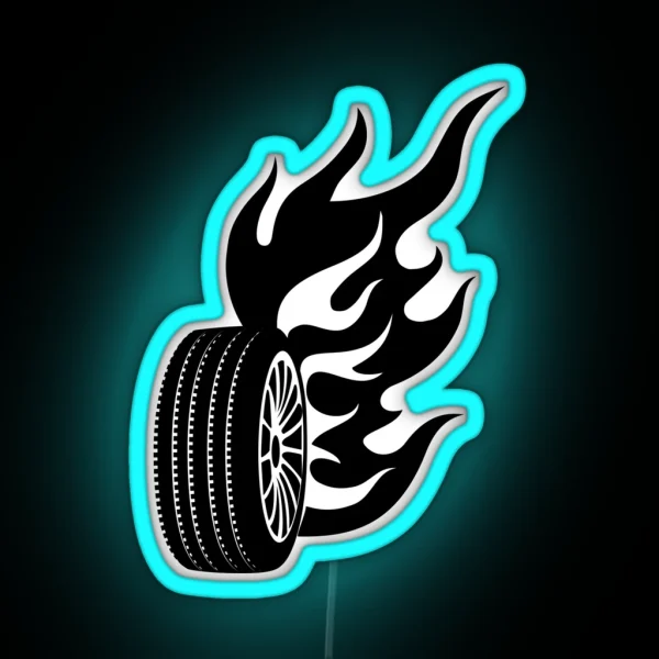 Tire On Fire RGB Neon Sign