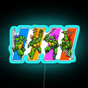 TMNT Turtles In Time Characters RGB Neon Sign