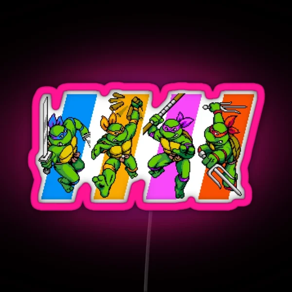 TMNT Turtles In Time Characters RGB Neon Sign