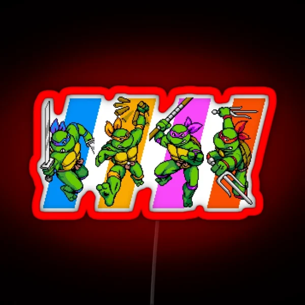 TMNT Turtles In Time Characters RGB Neon Sign