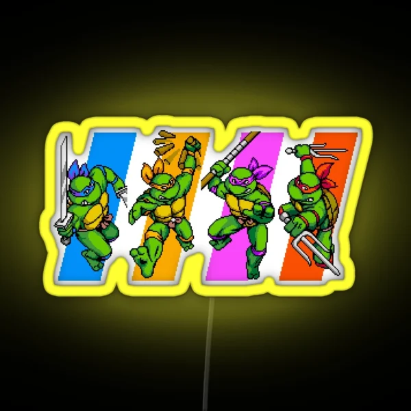 TMNT Turtles In Time Characters RGB Neon Sign