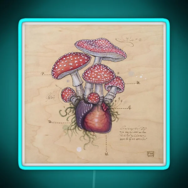 Toadstool Heart Amanita Muscaria RGB Neon Sign