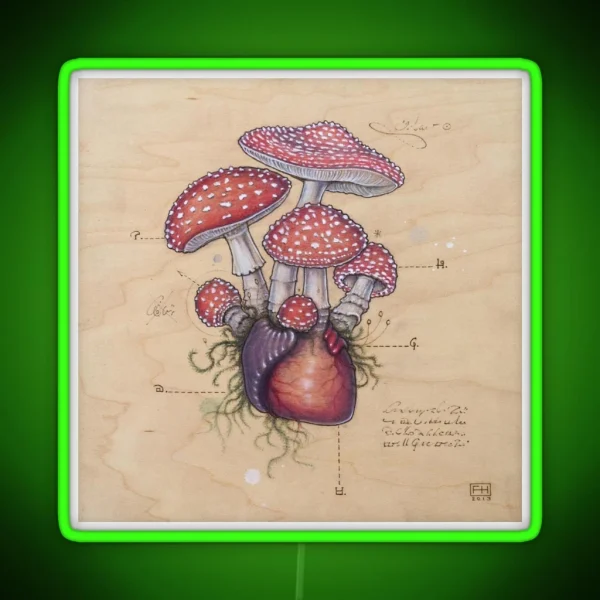 Toadstool Heart Amanita Muscaria RGB Neon Sign