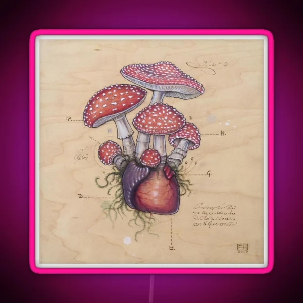 Toadstool Heart Amanita Muscaria RGB Neon Sign
