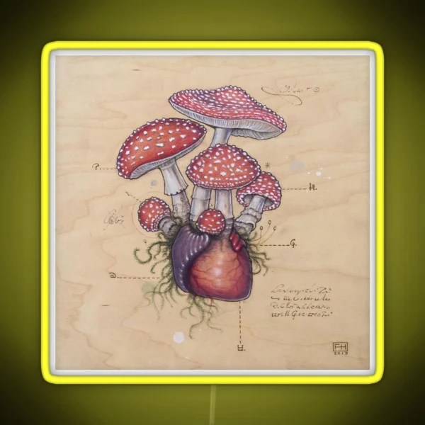 Toadstool Heart Amanita Muscaria RGB Neon Sign
