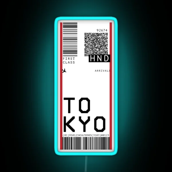 Tokyo Airport Ticket RGB Neon Sign