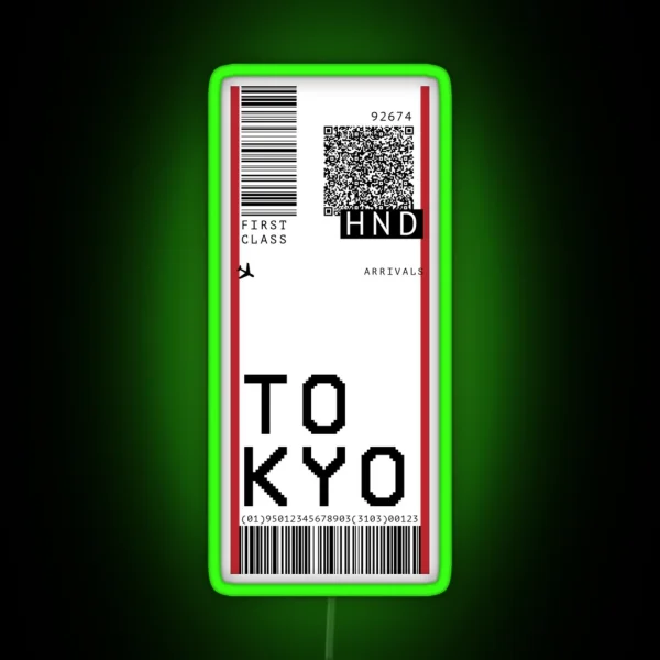 Tokyo Airport Ticket RGB Neon Sign