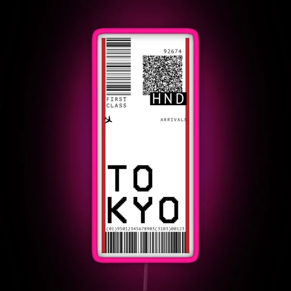 Tokyo Airport Ticket RGB Neon Sign