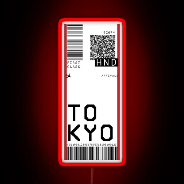 Tokyo Airport Ticket RGB Neon Sign
