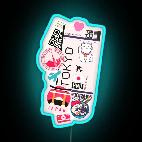 Tokyo Boarding Pass First Class Travel Lovers RGB Neon Sign