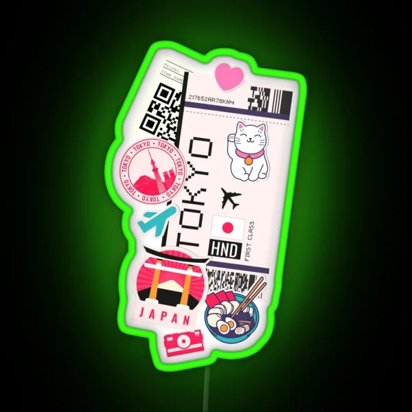 Tokyo Boarding Pass First Class Travel Lovers RGB Neon Sign