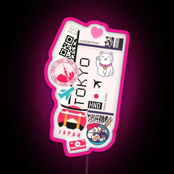 Tokyo Boarding Pass First Class Travel Lovers RGB Neon Sign