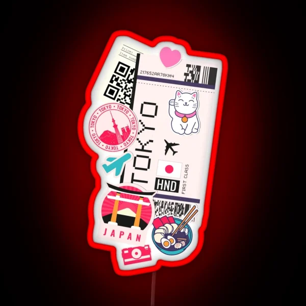 Tokyo Boarding Pass First Class Travel Lovers RGB Neon Sign
