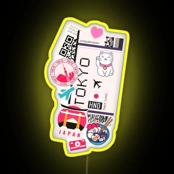 Tokyo Boarding Pass First Class Travel Lovers RGB Neon Sign