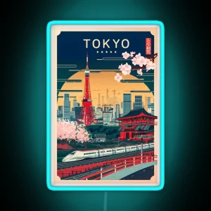 Tokyo Travel Poster RGB Neon Sign