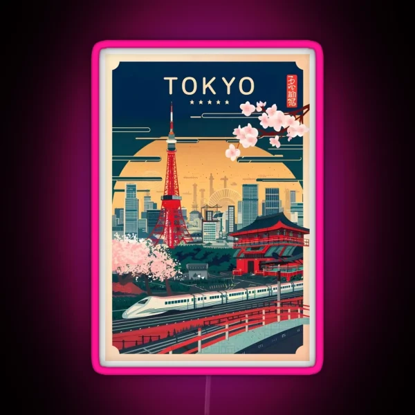 Tokyo Travel Poster RGB Neon Sign