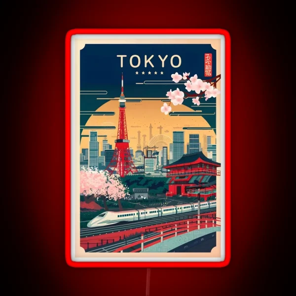 Tokyo Travel Poster RGB Neon Sign