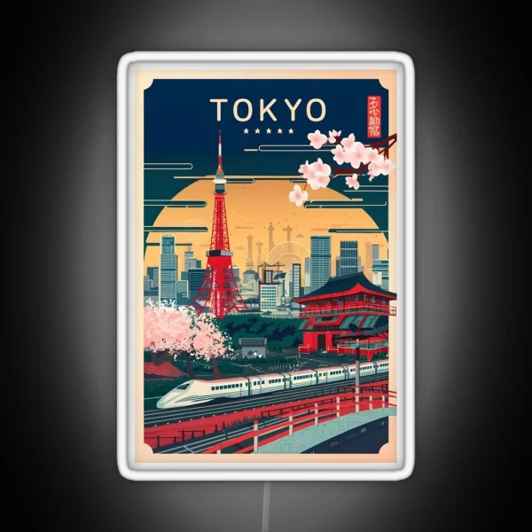 Tokyo Travel Poster RGB Neon Sign