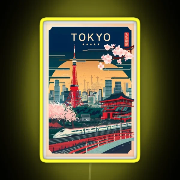 Tokyo Travel Poster RGB Neon Sign