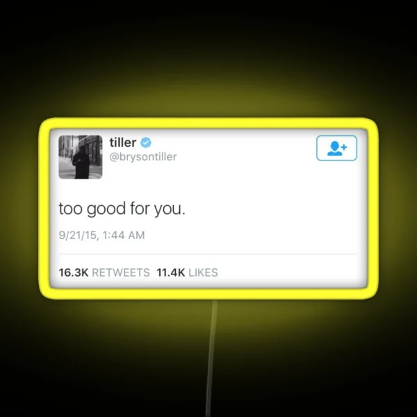Too Good For You Tweet RGB Neon Sign