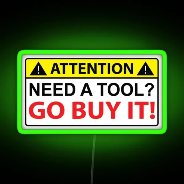 Tool Box Tool Tools Carpenter Hard Hat Construction Electrician Funny Plumber RGB Neon Sign