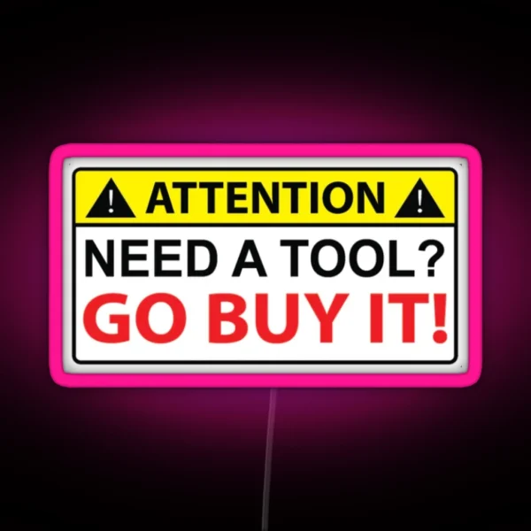 Tool Box Tool Tools Carpenter Hard Hat Construction Electrician Funny Plumber RGB Neon Sign