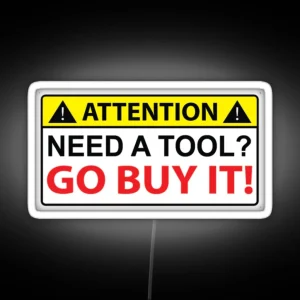 Tool Box Tool Tools Carpenter Hard Hat Construction Electrician Funny Plumber RGB Neon Sign