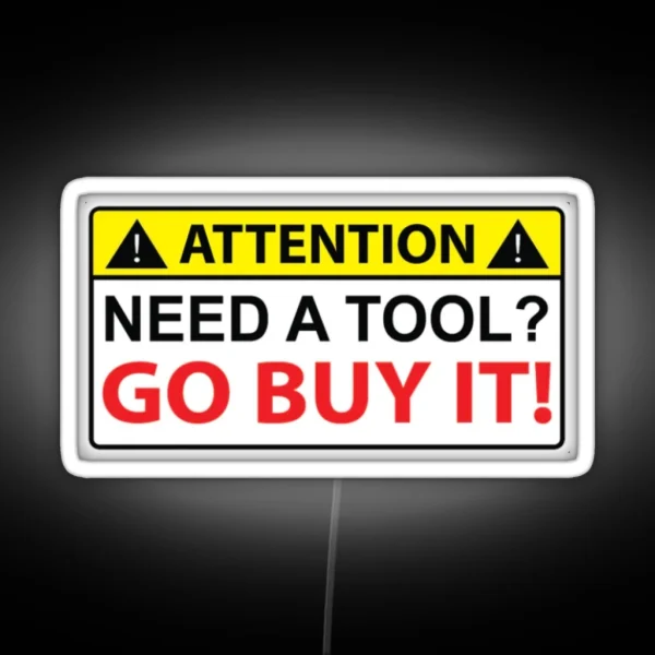 Tool Box Tool Tools Carpenter Hard Hat Construction Electrician Funny Plumber RGB Neon Sign