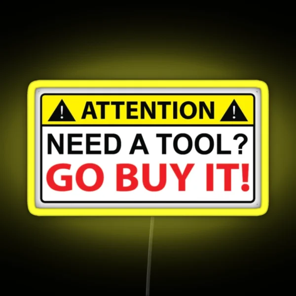 Tool Box Tool Tools Carpenter Hard Hat Construction Electrician Funny Plumber RGB Neon Sign