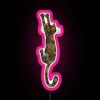 Tortoiseshell cat design with bright yellow eyes in RGB neon