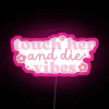 RGB Neon Sign with Pink Flowers and Glittering Star Accents