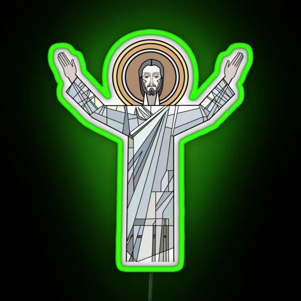 Touchdown Jesus RGB Neon Sign