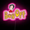 Tracy Beaker-inspired neon 'Bog Off' sign in vibrant RGB colours